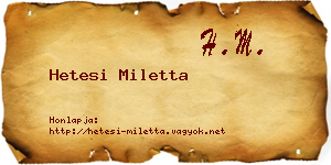 Hetesi Miletta névjegykártya